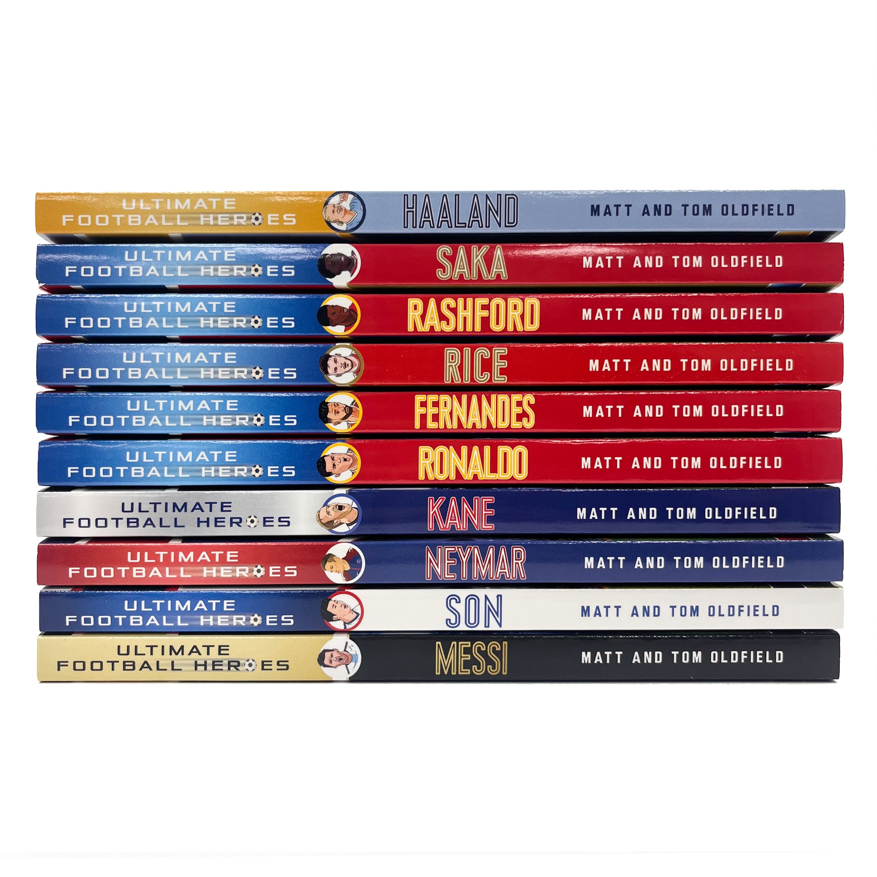 Ultimate Football Heroes Series 1 Collection 10 Books Set Kane, Messi, Ronaldo,Rashford, Son Heung-min, Bruno Fernandes, Haaland, Neymar, Rice, Saka
