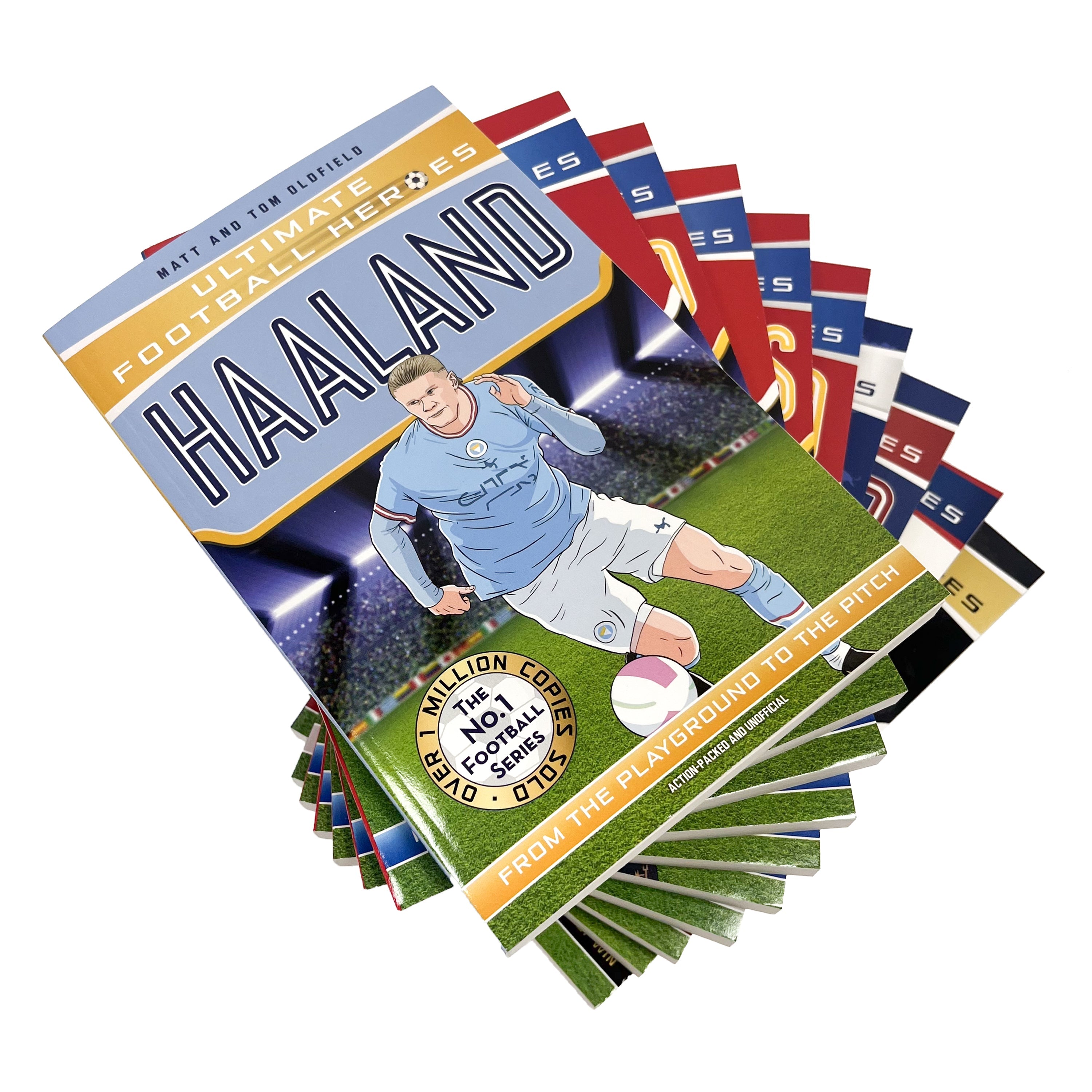Ultimate Football Heroes Series 1 Collection 10 Books Set Kane, Messi, Ronaldo,Rashford, Son Heung-min, Bruno Fernandes, Haaland, Neymar, Rice, Saka