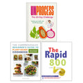 The Rapid 800 Cookbook, Unprocess: The 30-Day Challenge (HB), The Comprehensive Beginner's Guide to Plant-Based Cookbook 3 Books Collection Set