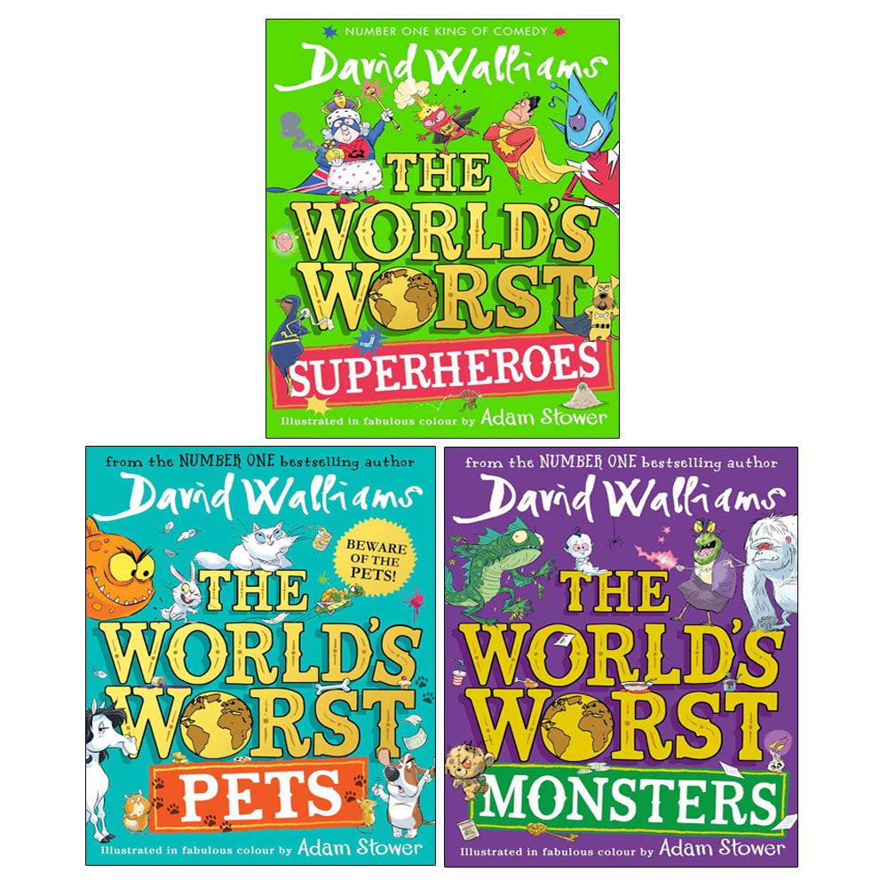 David Walliams 3 Books Collection Set (The World’s Worst Superheroes, The World’s Worst Pets, The World’s Worst Monsters)