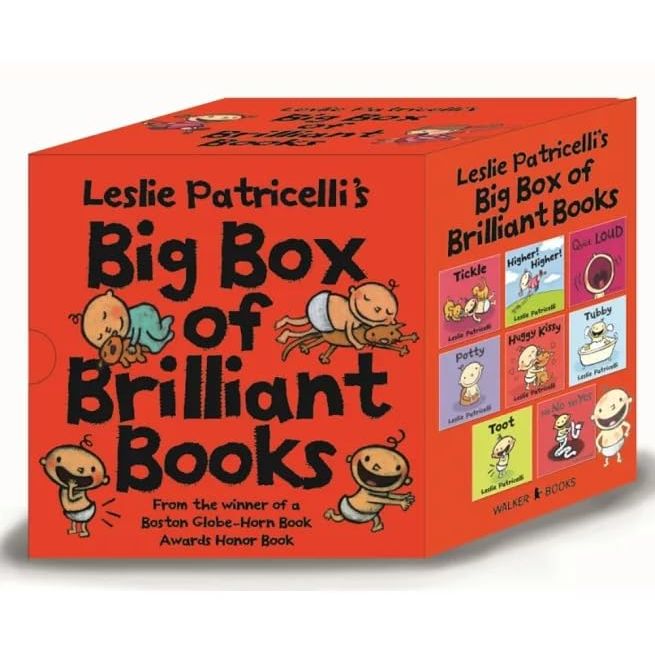 Leslie Patricelli's Big Box of Brilliant Books - 8 Board Books Collection Set (Higher! Higher!, On My Potty, In The Bath, Huggy Kissy, Tickle, Toot, No No Yes Yes and Quiet Loud)