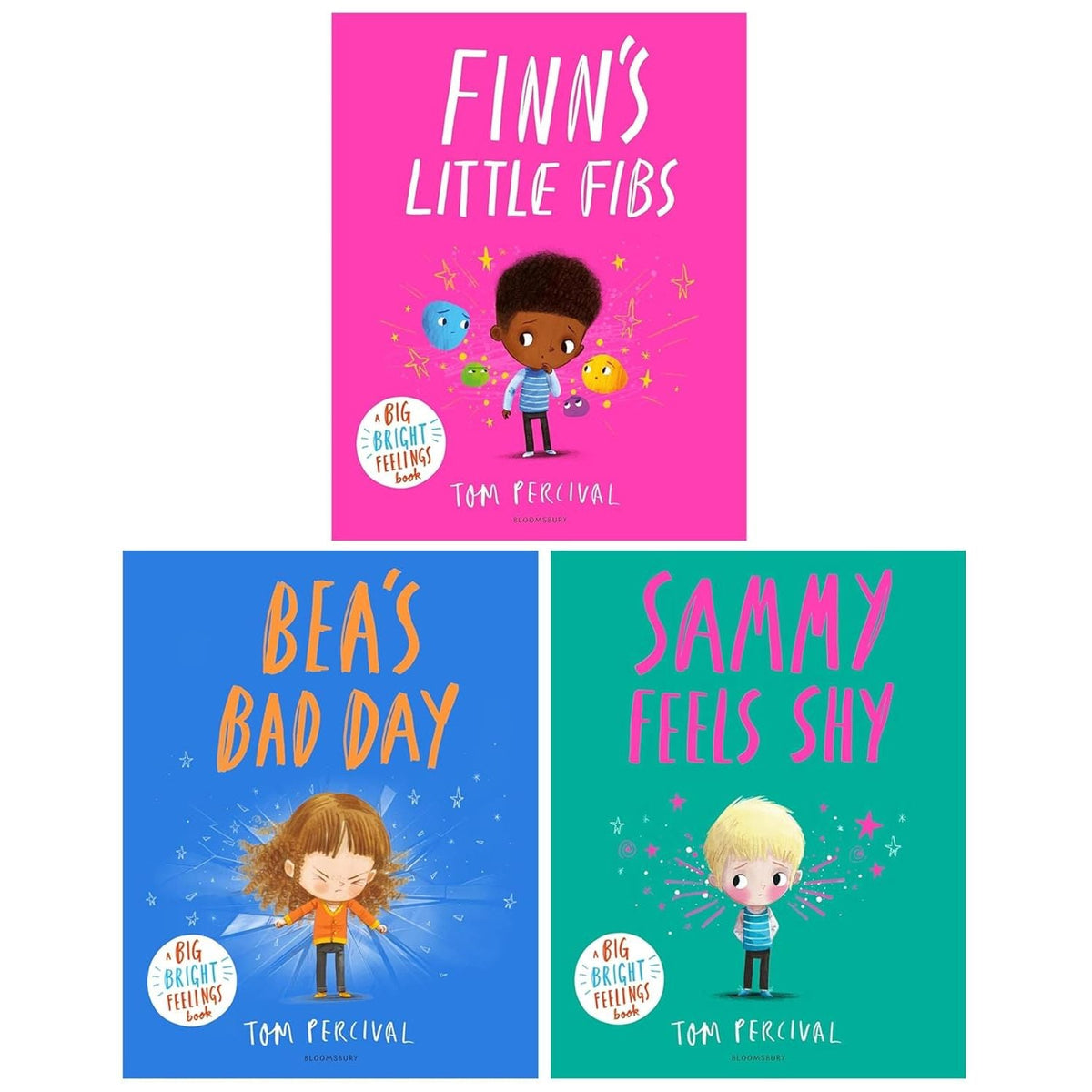 A Big Bright Feeling Series by Tom Percival 3 Books Collection Set (Finn's Little Fibs, Bea's Bad Day & Sammy Feels Shy)