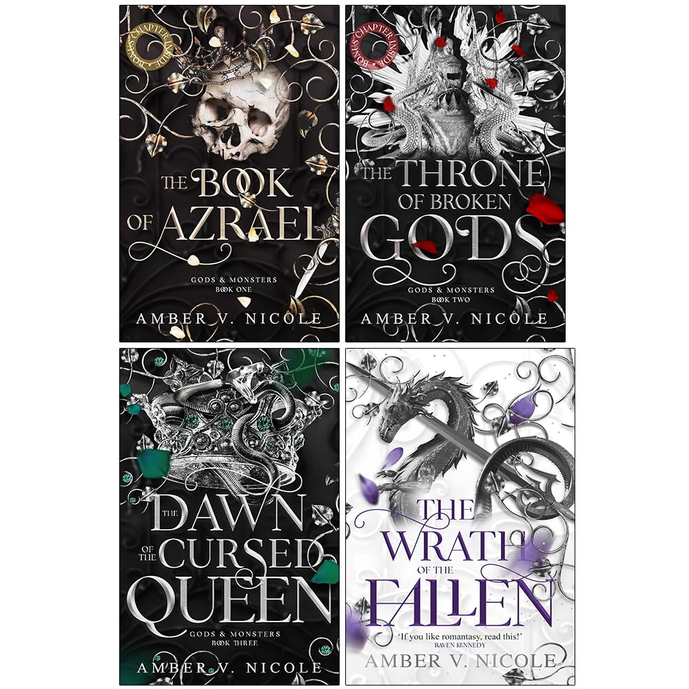 Gods & Monsters Series 1-4 Books Collection Set By Amber V. Nicole (The Book of Azrael, The Throne of Broken Gods)