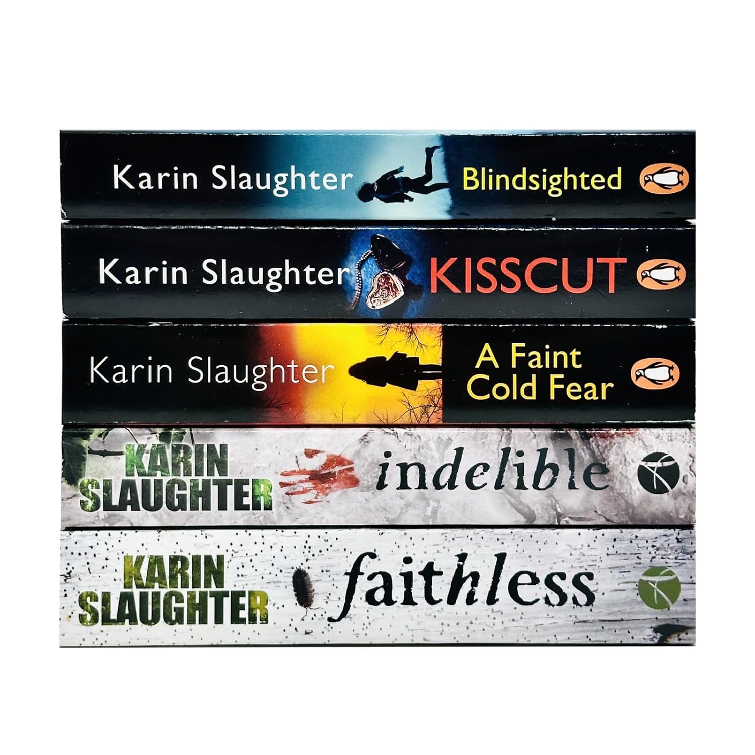 Grant County Series 5 Books Collection Set By Karin Slaughter (Blindsighted, Kisscut, A Faint Cold Fear, Indelible & Faithless)