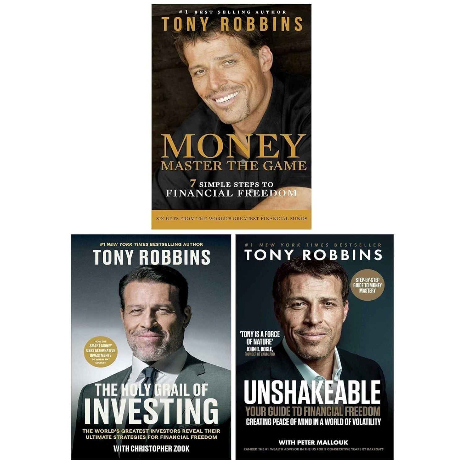 Financial Freedom Collection By Tony Robbins 3 Books Set (Unshakeable, The Holy Grail of Investing and Money Master the Game)