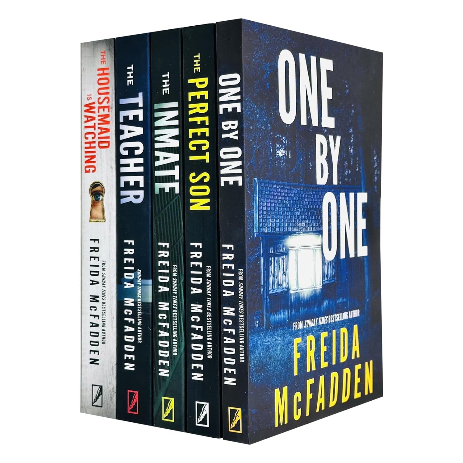 Freida McFadden Collection 5 Books Set (The Housemaid Is Watching, The Teacher, The Inmate, The Perfect Son and One by One)