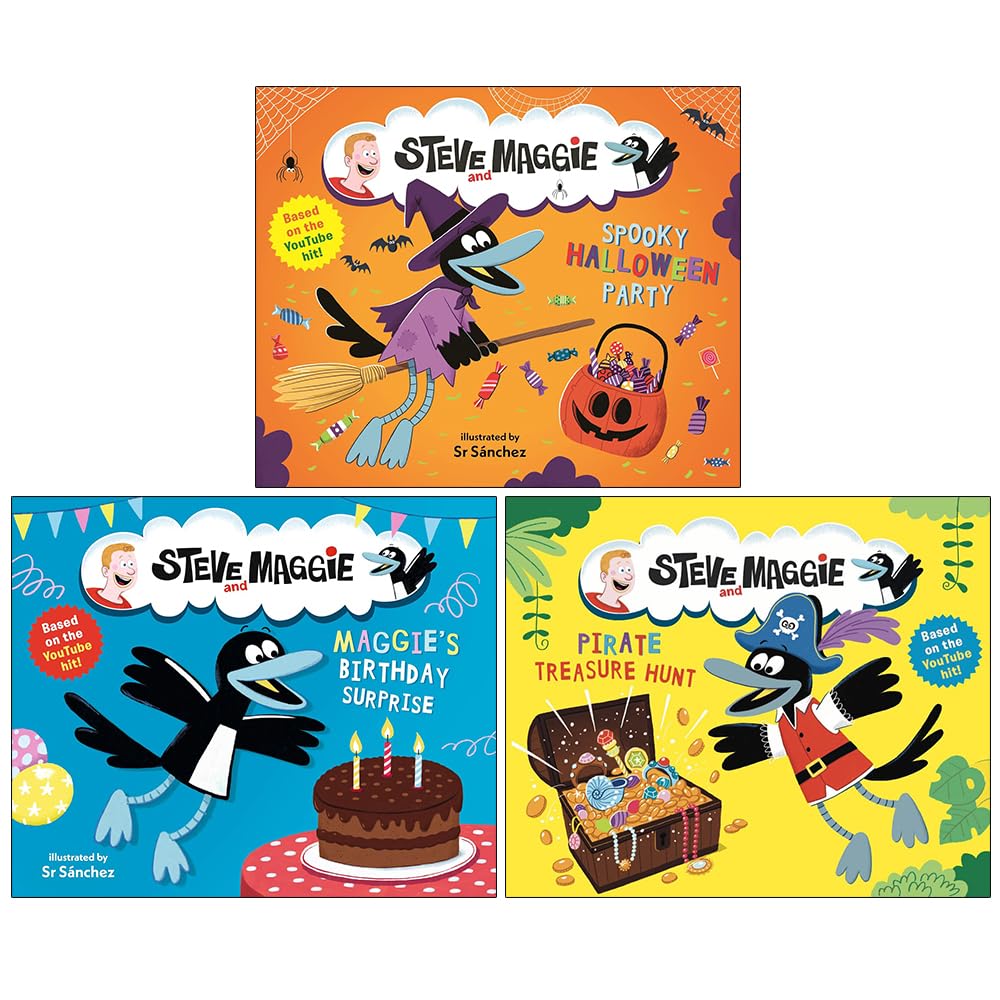Steve and Maggie Collection 3 Books Set (Pirate Treasure Hunt,Spooky Halloween Party &Maggie's Birthday Surprise)