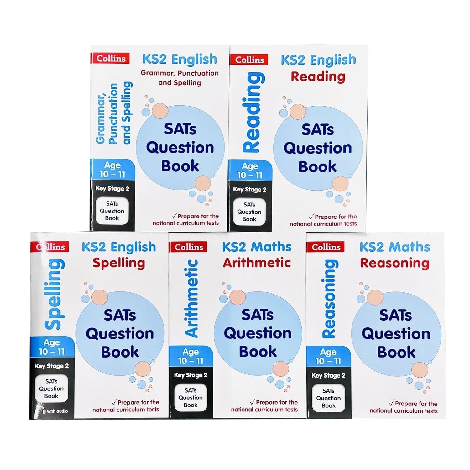 KS2 Sats Question Book Collection 5 Books Set Age 10-11 (English Reading, English Grammar Punctuation and Spelling)