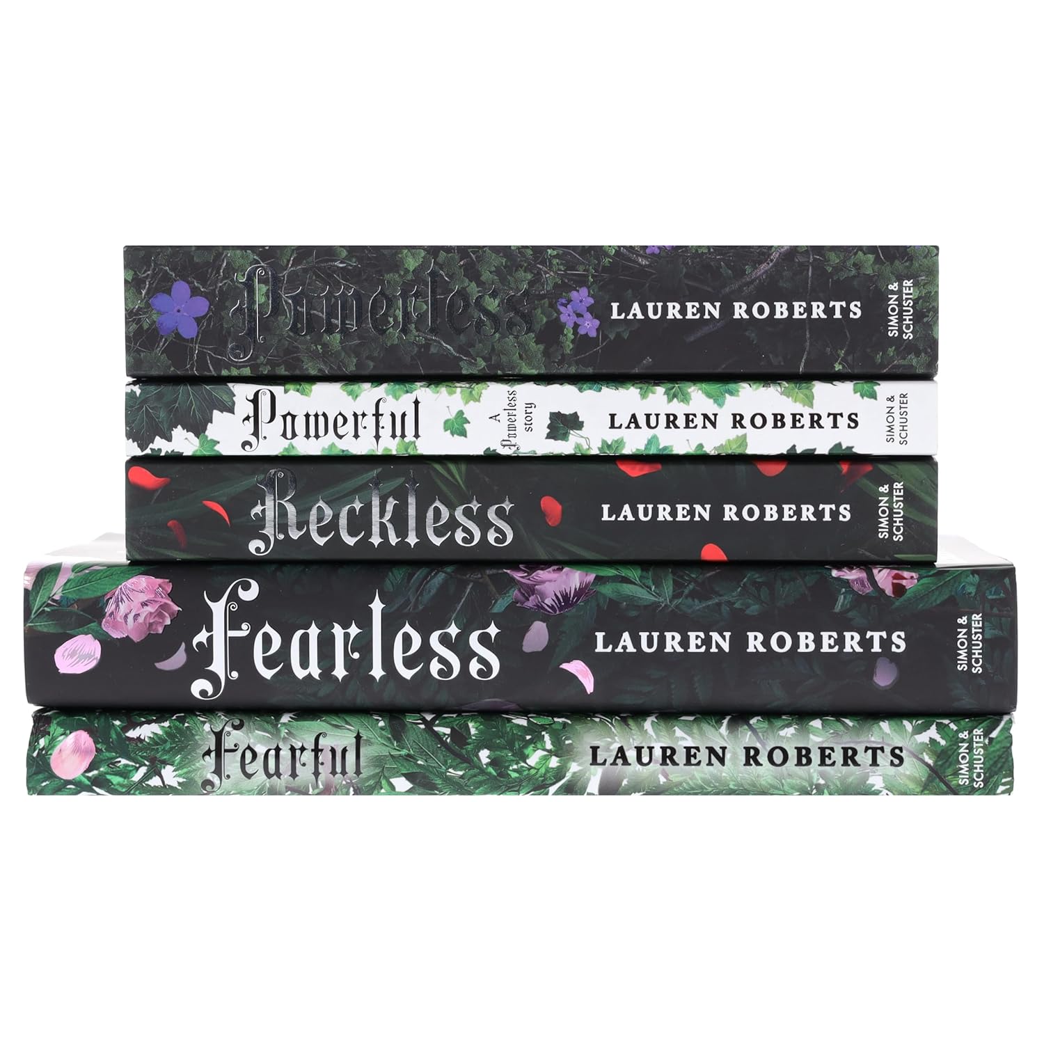 The Powerless Trilogy By Lauren Roberts 5 Books Collection Set (Fearful (HB), Fearless (HB), Powerless, Powerful & Reckless)