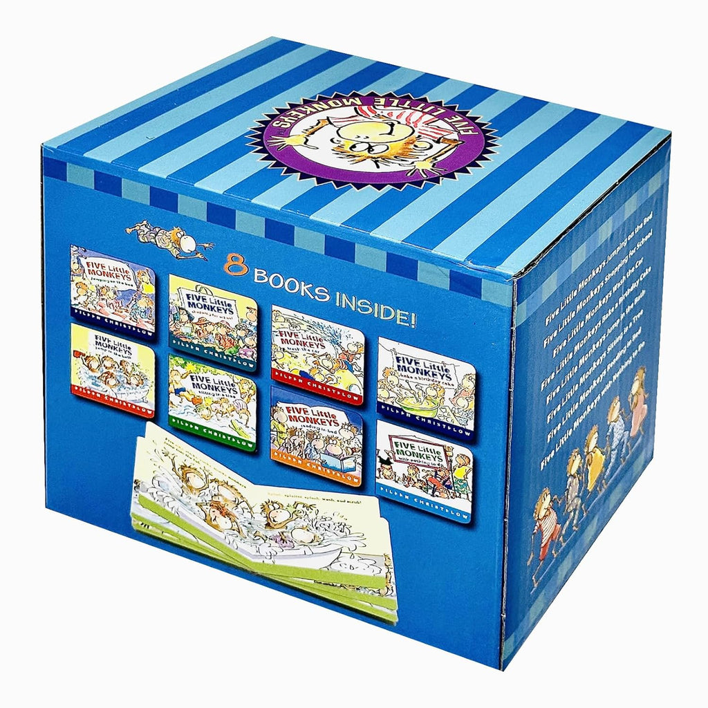 Five Little Monkeys Adventures 8 Books Collection Set By Eileen Christelow (Jumping on the Bed, Shopping for School,Wash the Car,Bake a Birthday Cake, Jump in the Bath,Sitting in a Tree & More)