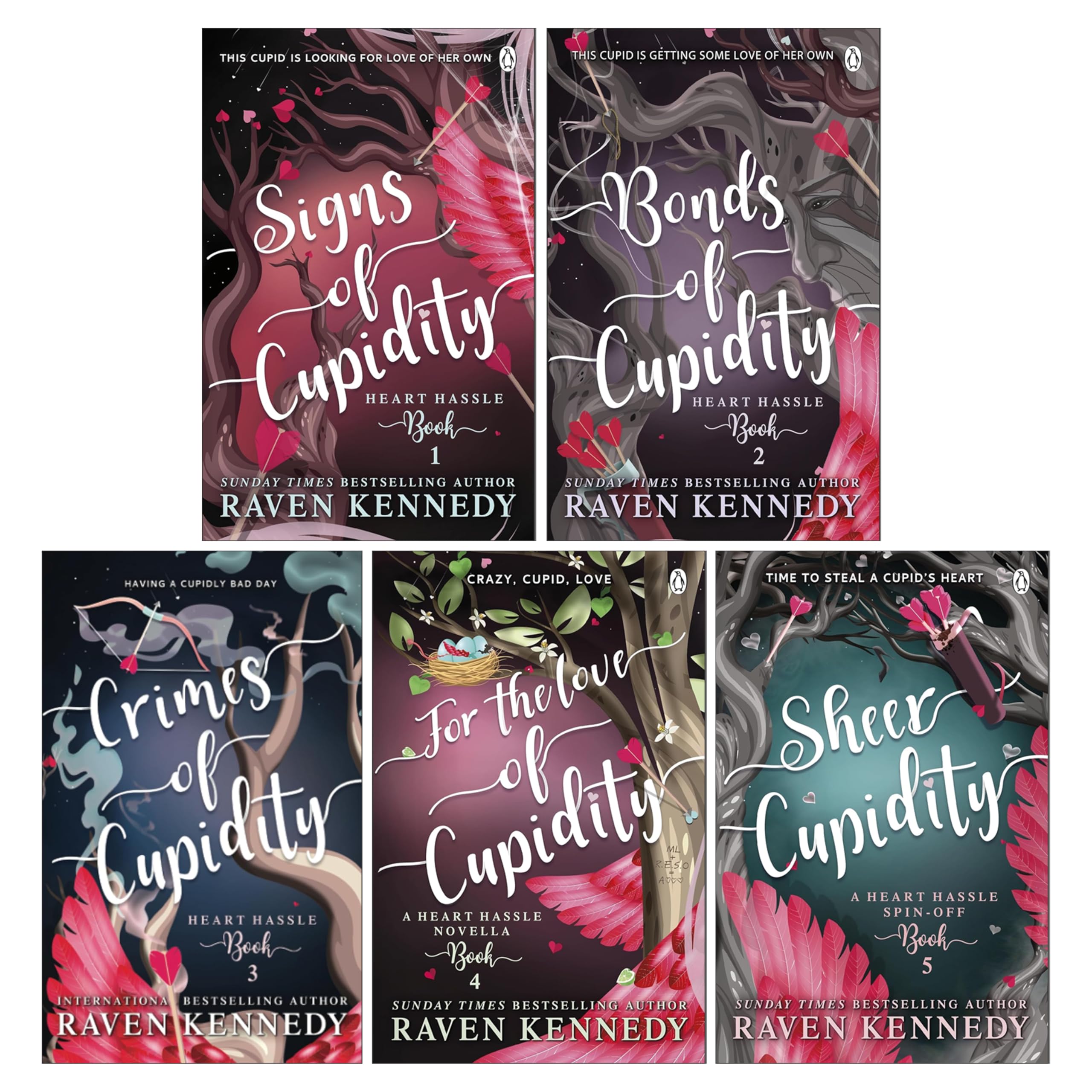 Heart Hassle Series by Raven Kennedy 5 Books Collection Set (Signs of Cupidity, Bonds of Cupidity, Crimes of Cupidity, For the Love of Cupidity and Sheer Cupidity)