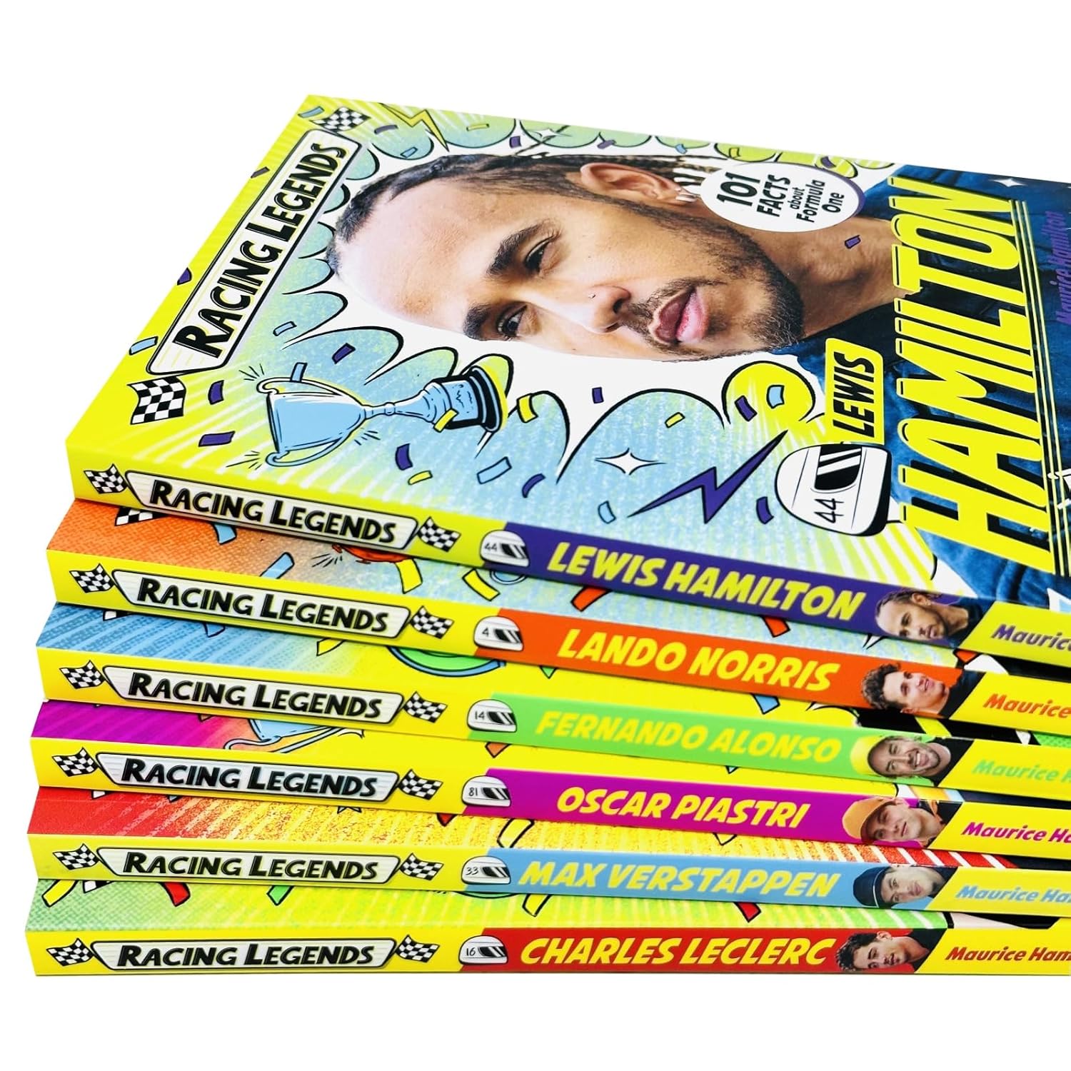 Racing Legends 6 Books Collection Set By Maurice Hamilton (Lewis Hamilton, Max Verstappen, Charles Leclerc, Lando Norris, Fernando Alonso and Oscar Piastri)