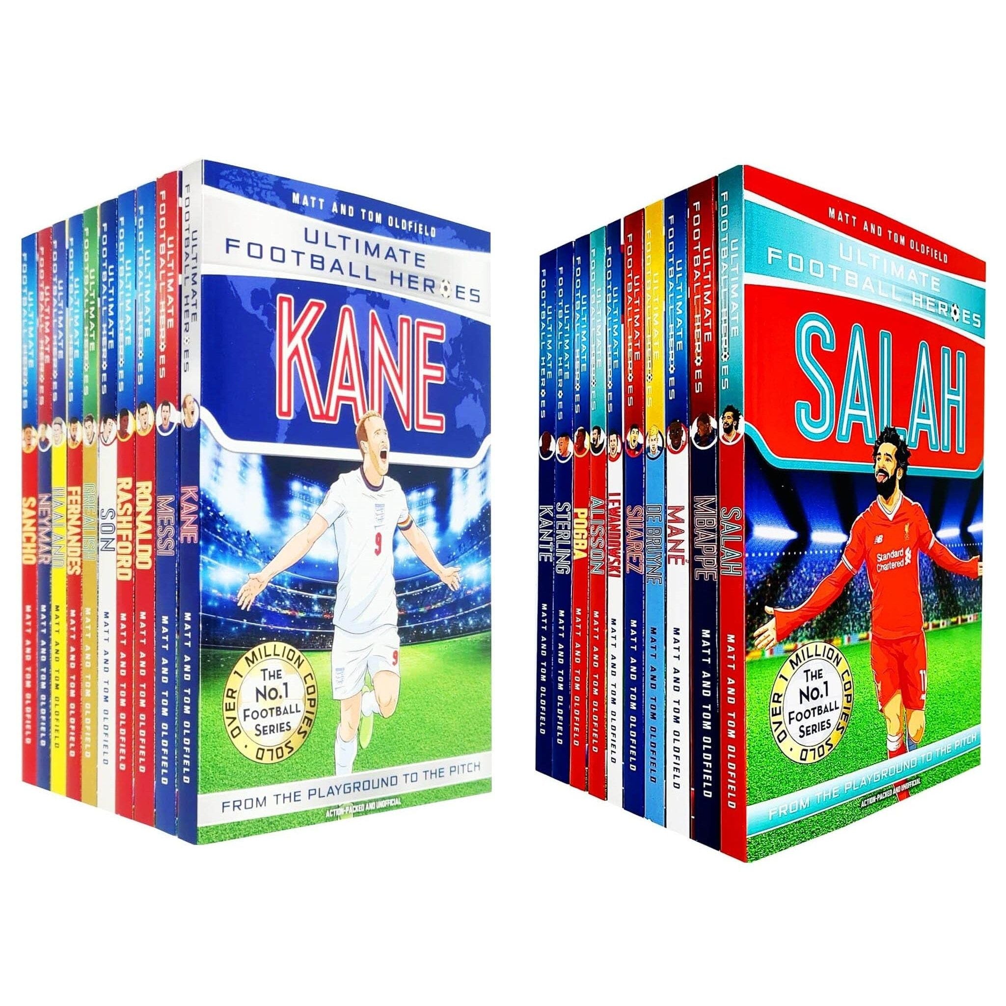 Ultimate Football Heroes Series 1 and 2 Collection 20 Books Set (Kane, Messi, Ronaldo, Rashford, Son, Grealish, Bruno Fernandes, Haaland, Neymar, Suarez, Sterling, Salah, De Bruyne, Mbappe and 6 More)