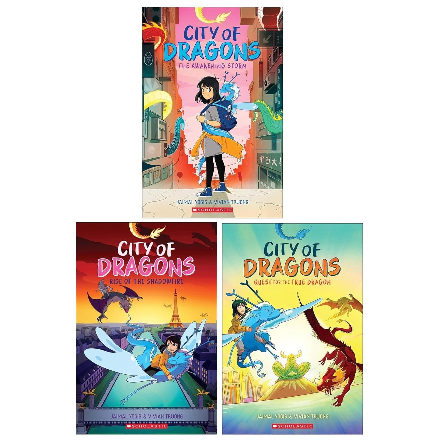 City of Dragons by Jaimal Yogis & Vivian Truong 3 Graphic Novels Collection Set (The Awakening Storm, Rise of the Shadowfire & Quest for the True Dragon)