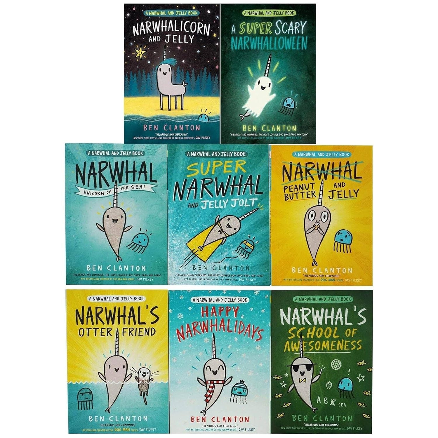 Narwhal and Jelly Series 8 Books Collection Set (Narwhal: Unicorn of the Sea!, Super Narwhal and Jelly Jolt, Peanut Butter and Jelly, Narwhal's Otter Friend, Happy Narwhalidays & 3 More)