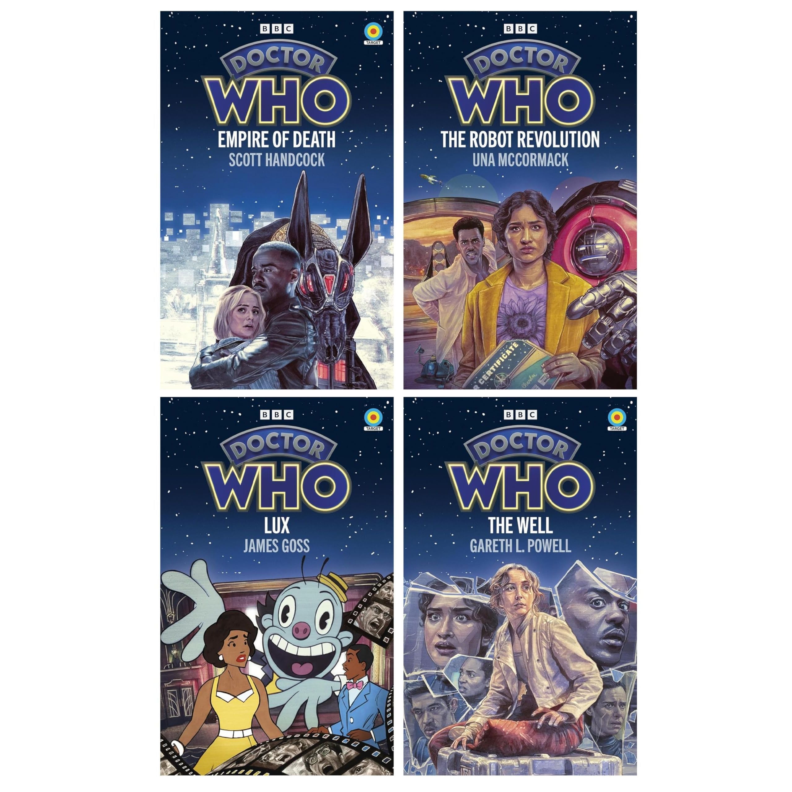 Doctor Who Target Novels 4 Books Collection Set (Empire of Death, The Robot Revolution, Lux and The Well)