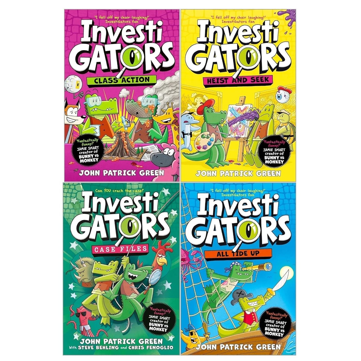 InvestiGators Series by John Patrick Green 4 Books Set 6-9 (All Tide Up, Heist and Seek, Class Action, Case Files)