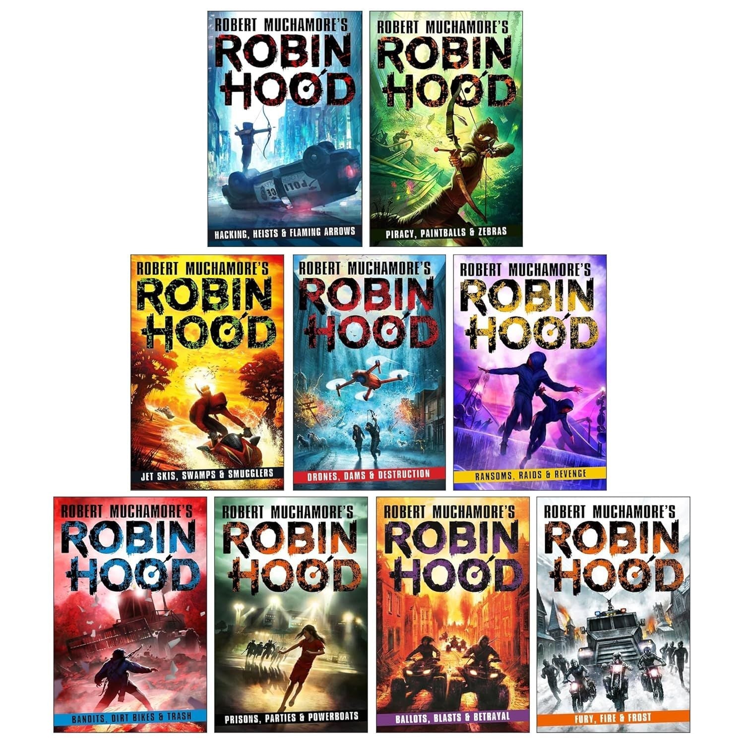Robin Hood Series by Robert Muchamore 9 Books Collection Set (Hacking, Heists & Flaming Arrows, Piracy)
