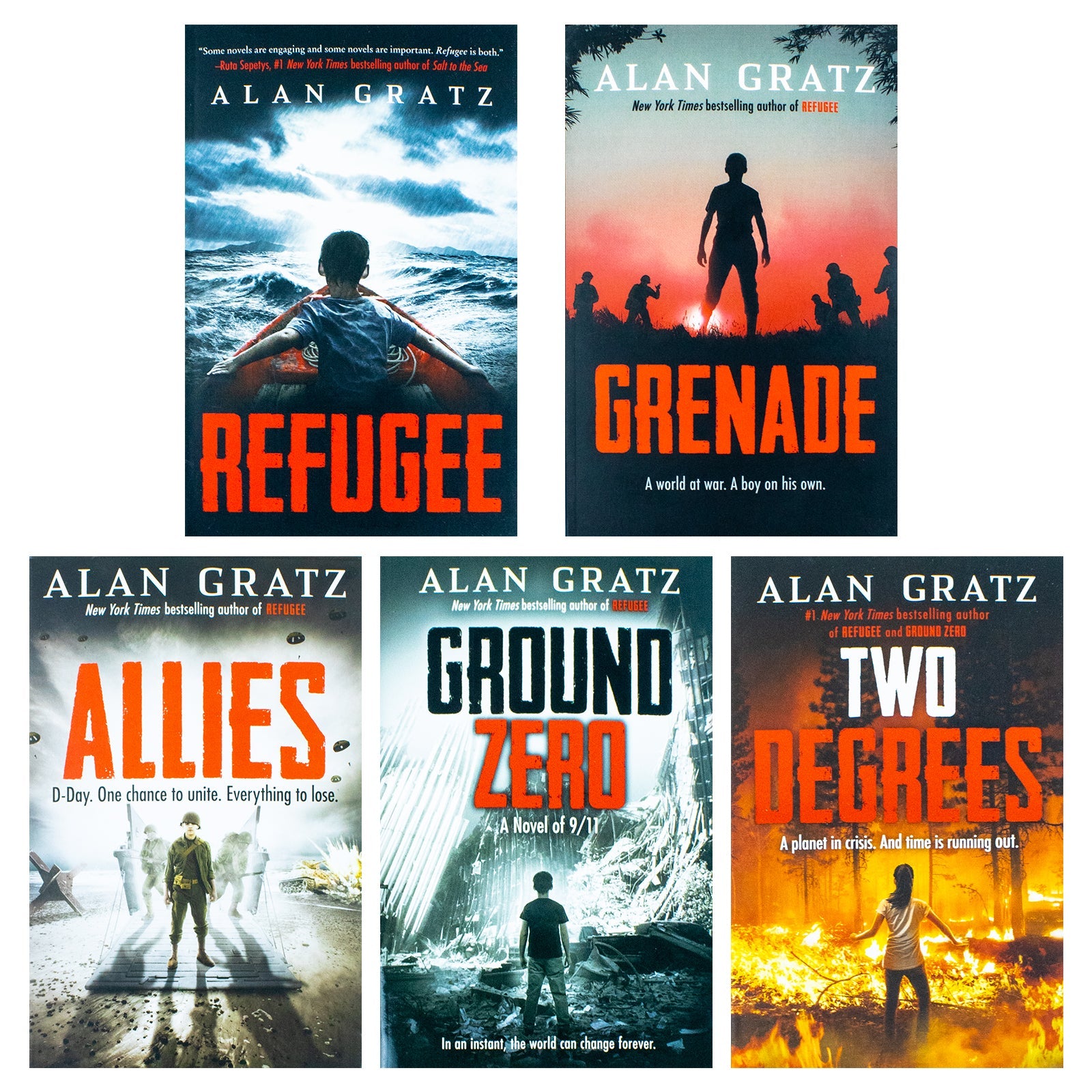 Alan Gratz 5 Books Collection Set (Allies, Two Degrees, Grenade, Refugee, Ground Zero)