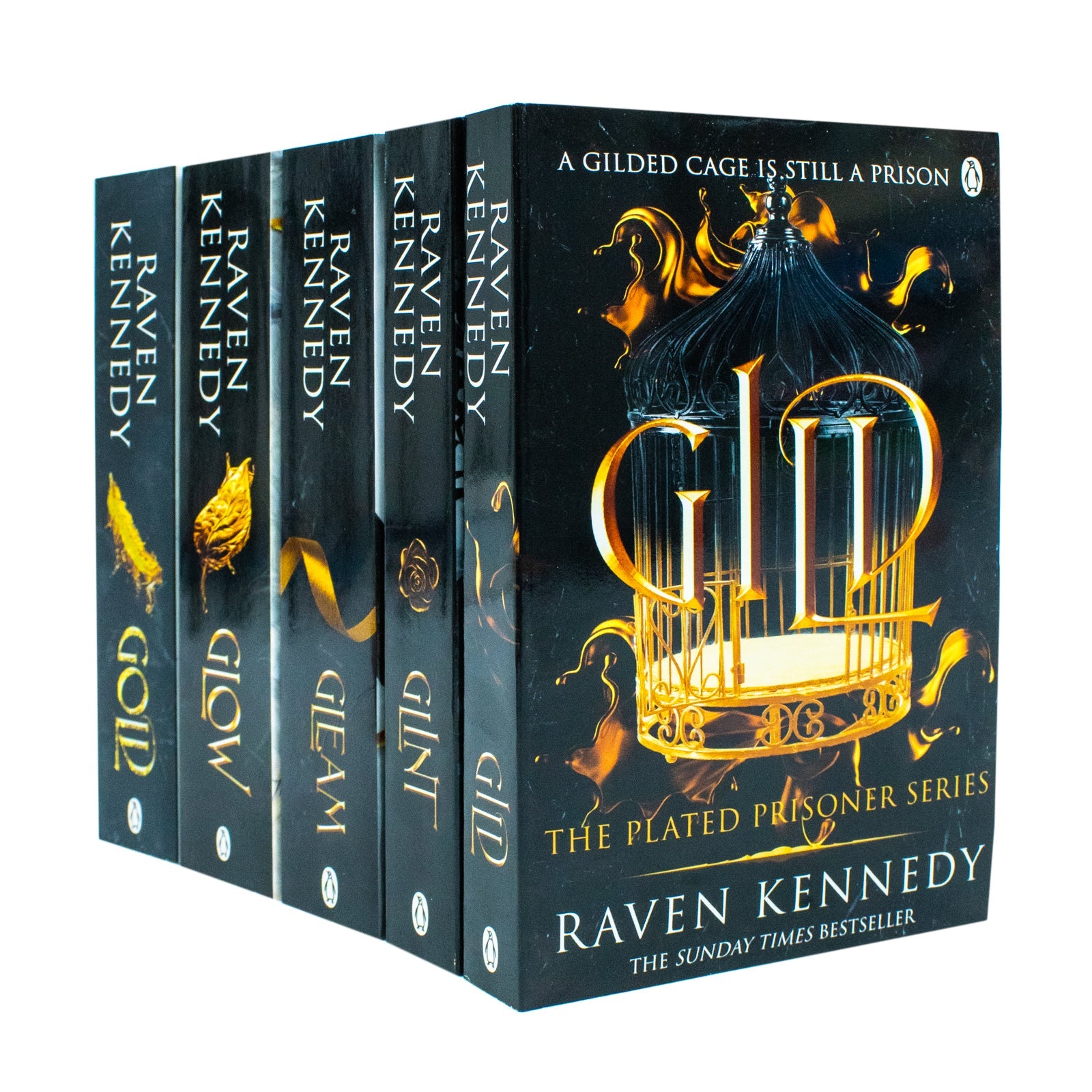 The Plated Prisoner Series 5 Book Collection by Raven Kennedy Gild, Glint, Gleam, Glow & Gold – Dark Fantasy Romance Romantasy Series