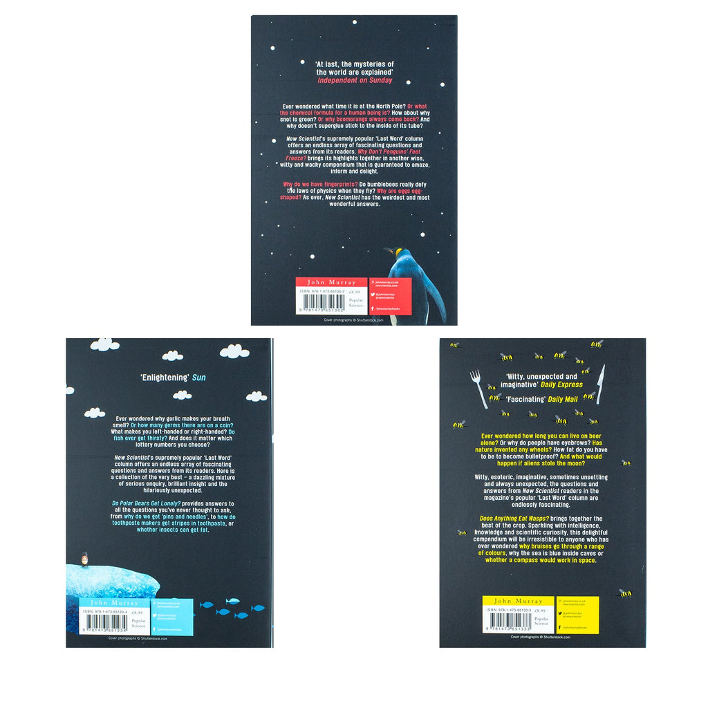 New Scientist 3 Books Set (Why don't Penguins' Feet Freeze, Do Polar Bears get Lonely, Does anything eat Wasps)