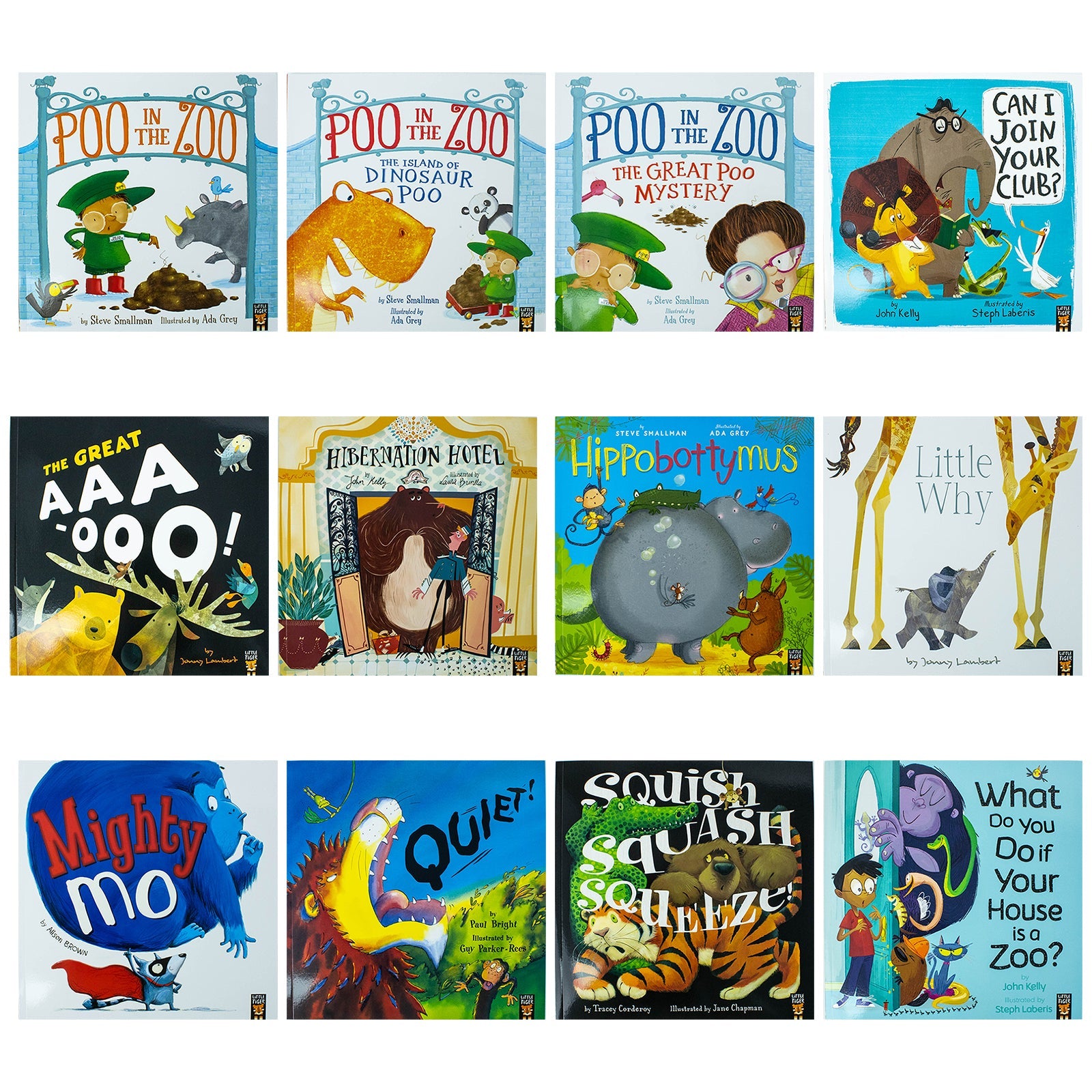 The Zoo Series Children Picture Stories 12 Books Collection Set (Poo in the Zoo, The Great Poo Mystery, The Island of Dinosaur Poo, Little Why, Mighty Mo, Quiet!, Hippobottymus & More)