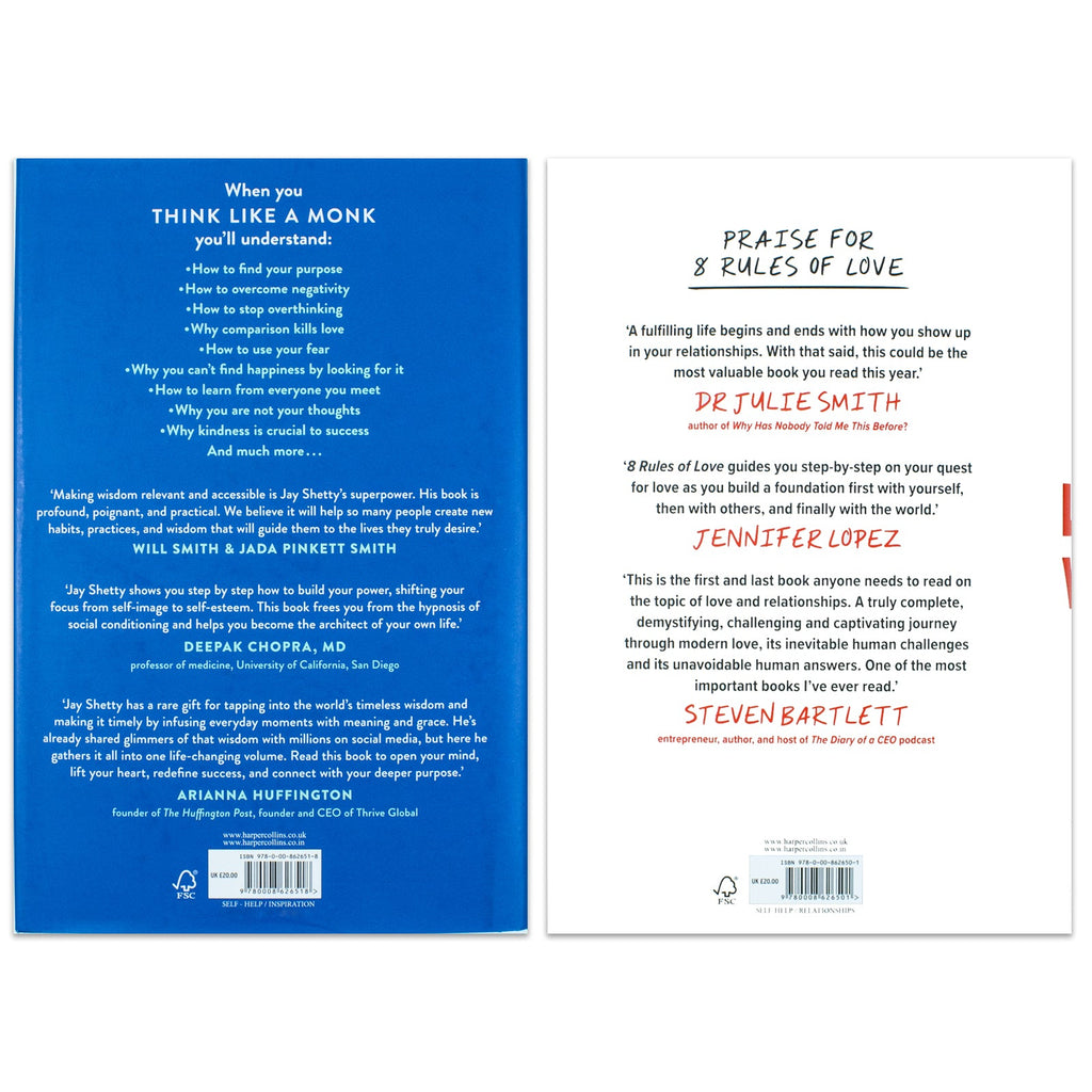 Jay Shetty Collection 2 Books Set (8 Rules of Love [Hardcover], Think Like a Monk [Paperback])