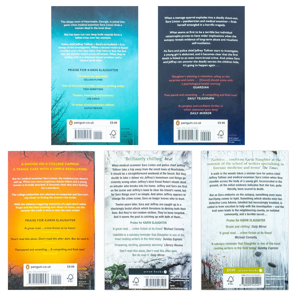 Grant County Series 5 Books Collection Set By Karin Slaughter (Blindsighted, Kisscut, A Faint Cold Fear, Indelible & Faithless)