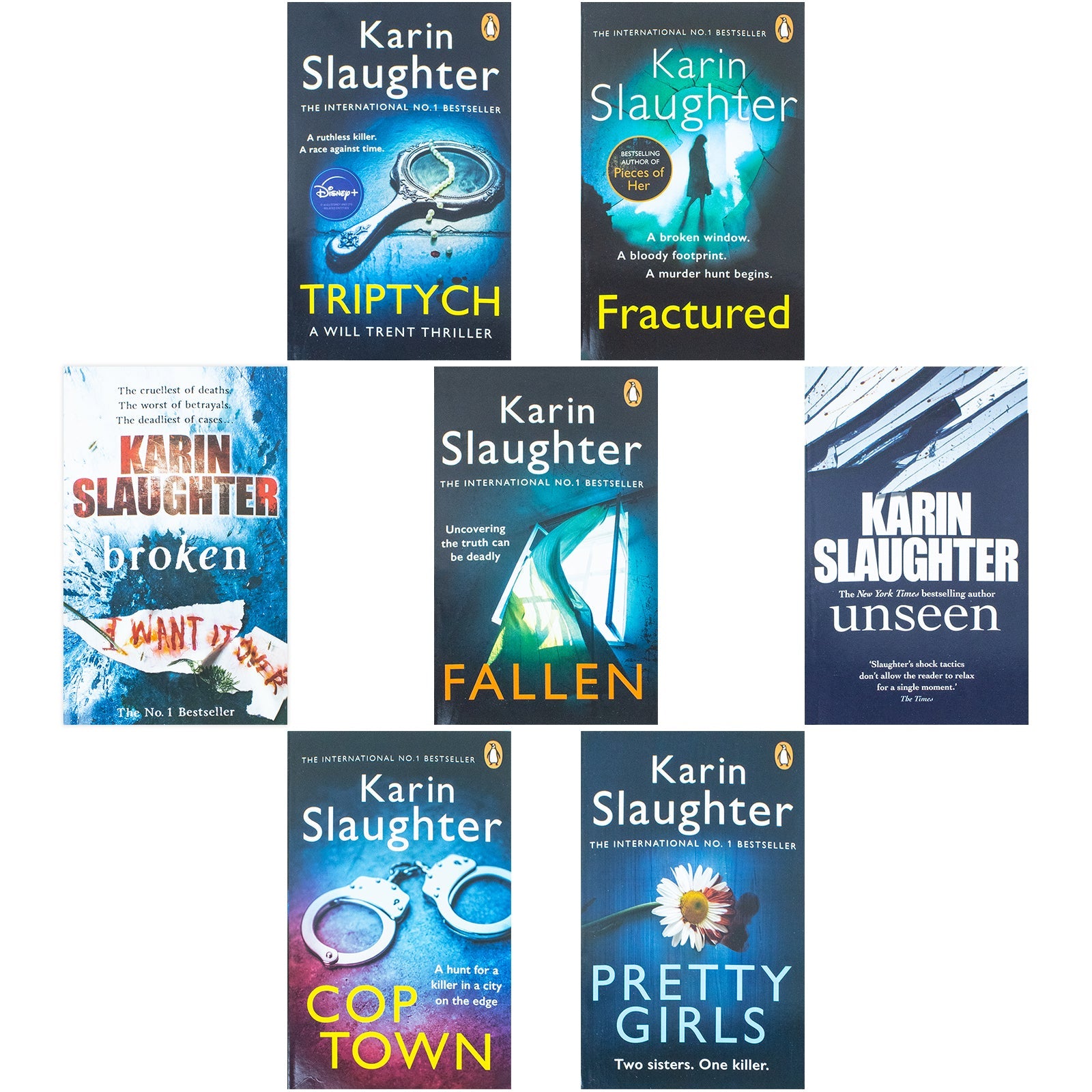Will Trent Series by Karin Slaughter Collection 7 Books Set (Fallen, Unseen, Broken, Fractured, Triptych, Pretty Girls, Cop Town)