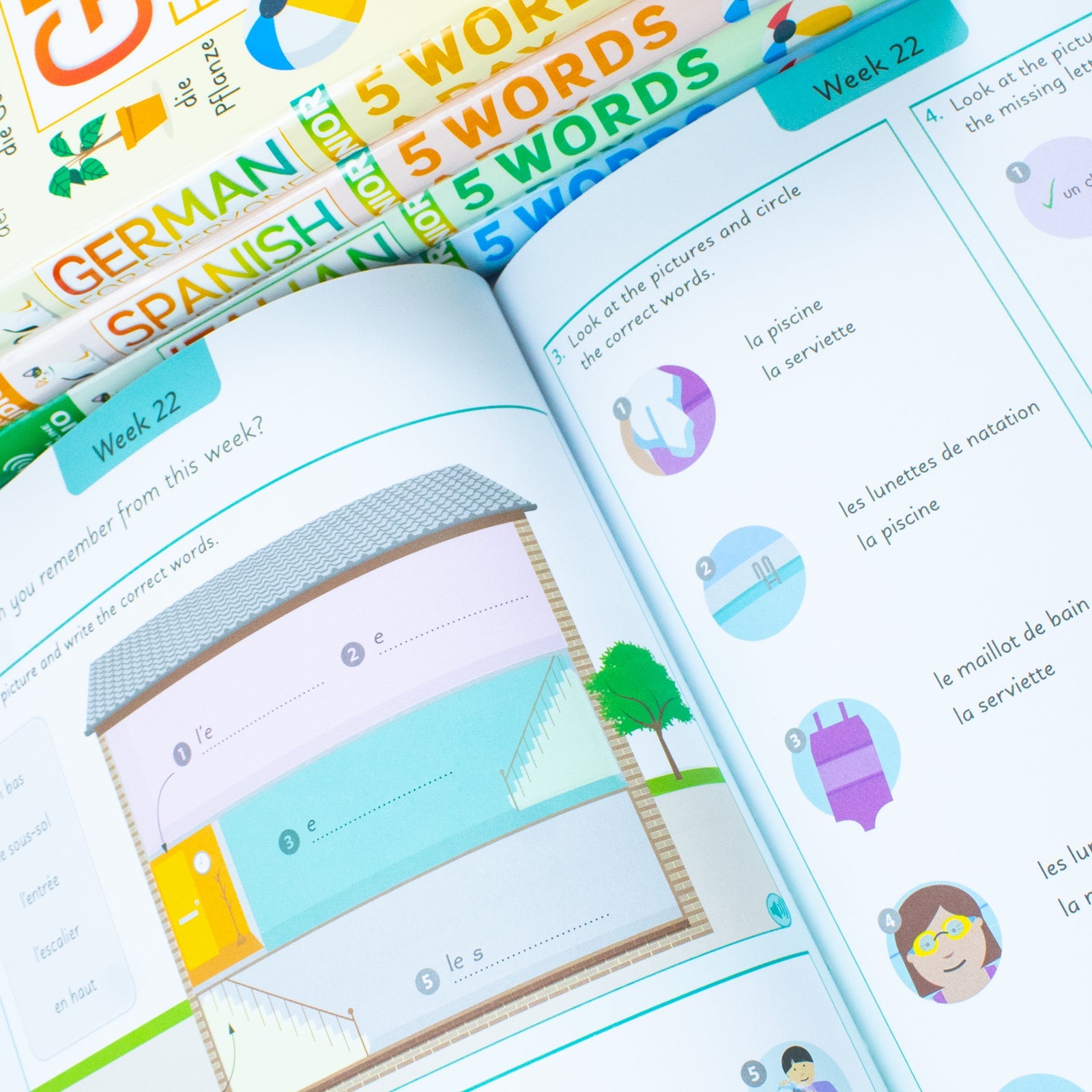 5 Words a Day series 5 Books Collection Set By DK (French, Italian, German, Spanish, English)