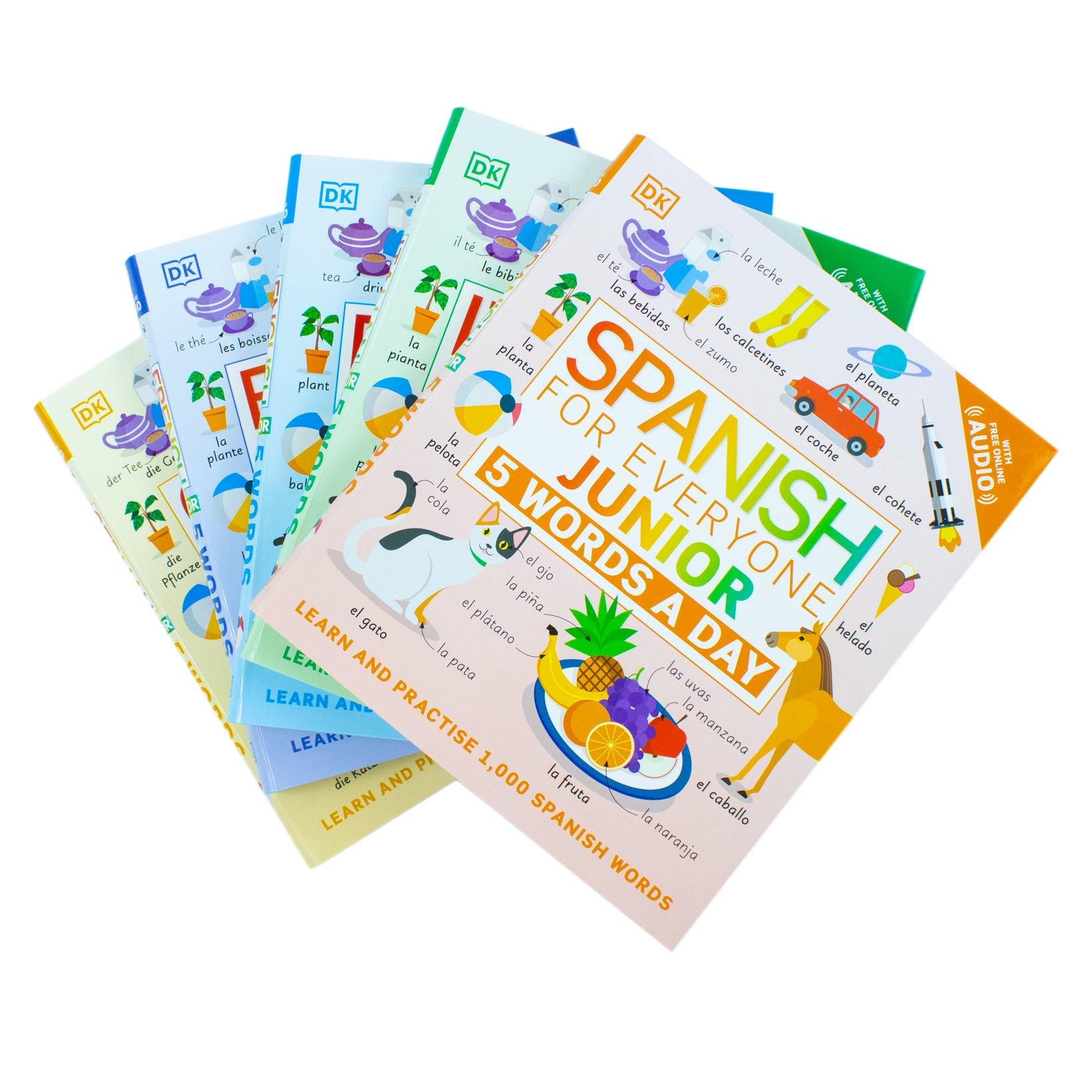 5 Words a Day series 5 Books Collection Set By DK (French, Italian, German, Spanish, English)