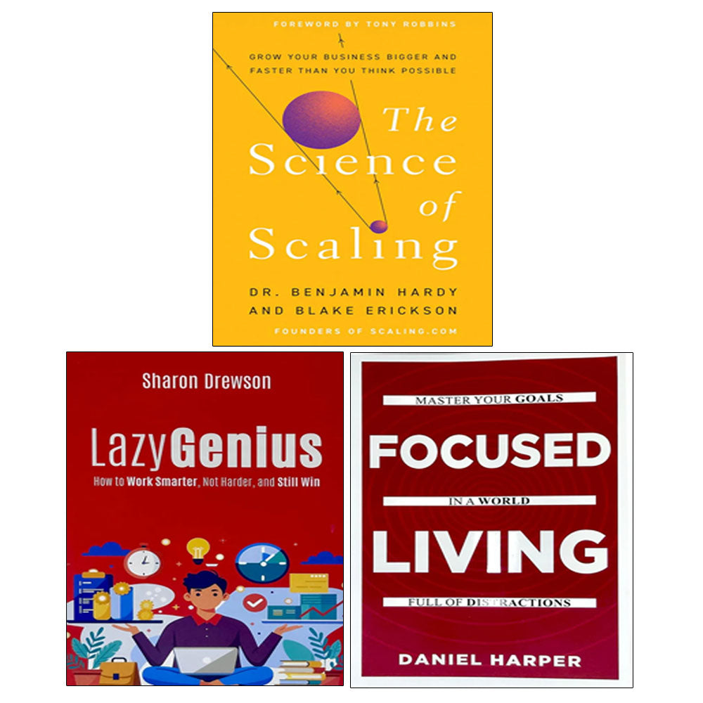 Lazy Genius, The Science of Scaling(HB), Focused Living 3 Books Collection Set