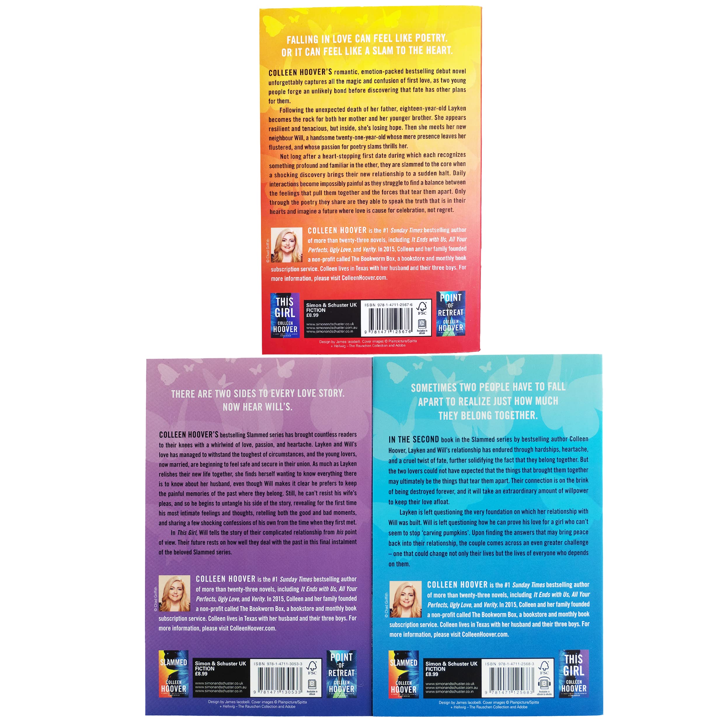 Colleen Hoover Slammed Series 3 Books Collection Set (Slammed, Point of Retreat & This Girl)