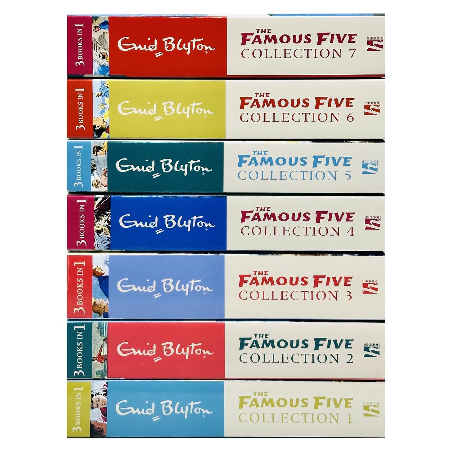 Enid Blyton Famous Five Series 7 Books Collection Set 21 Stories (3 Books in 1)
