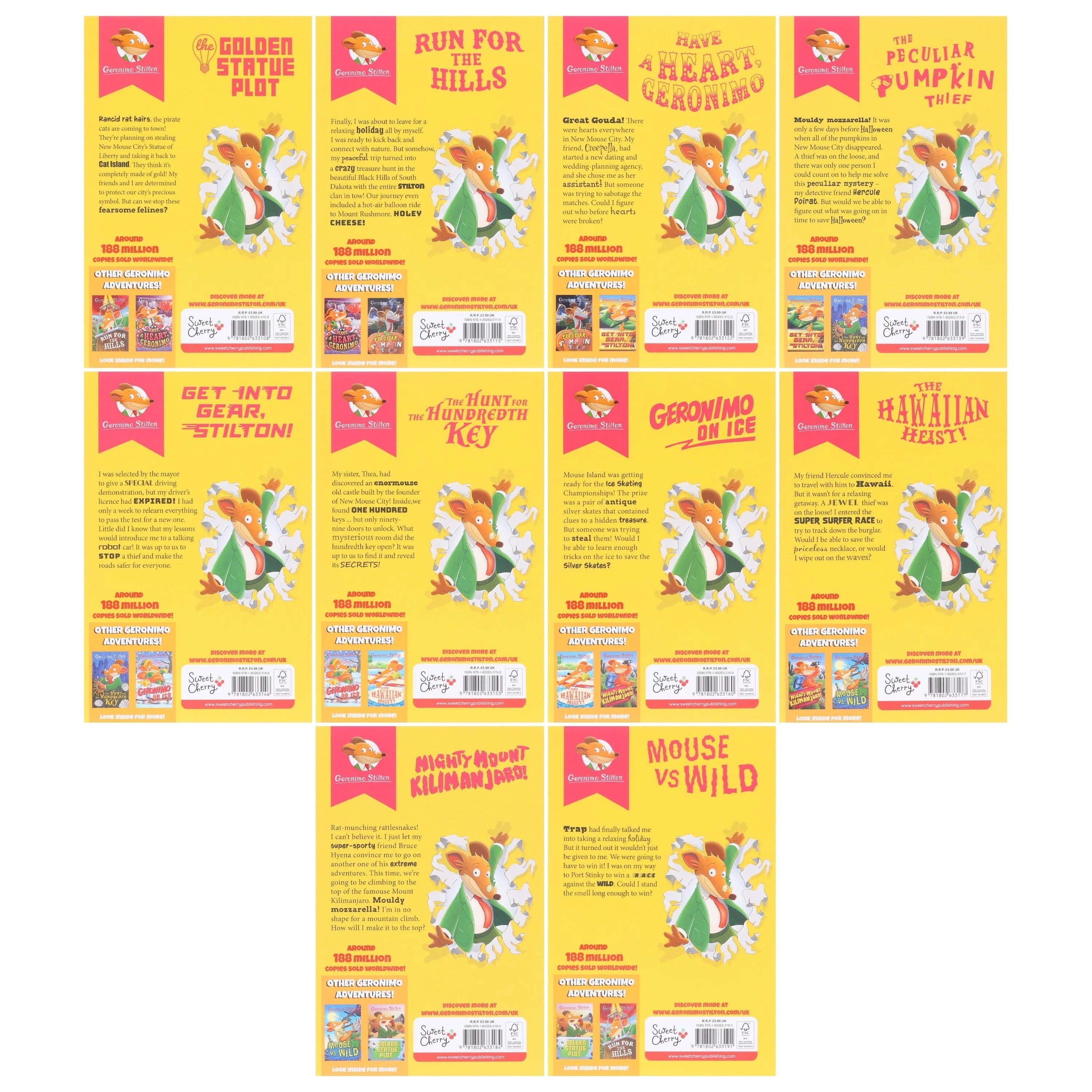 Geronimo Stilton The Illustrated 10 Book Collection (Series 7) Box Set - Ages 5-8 - Paperback