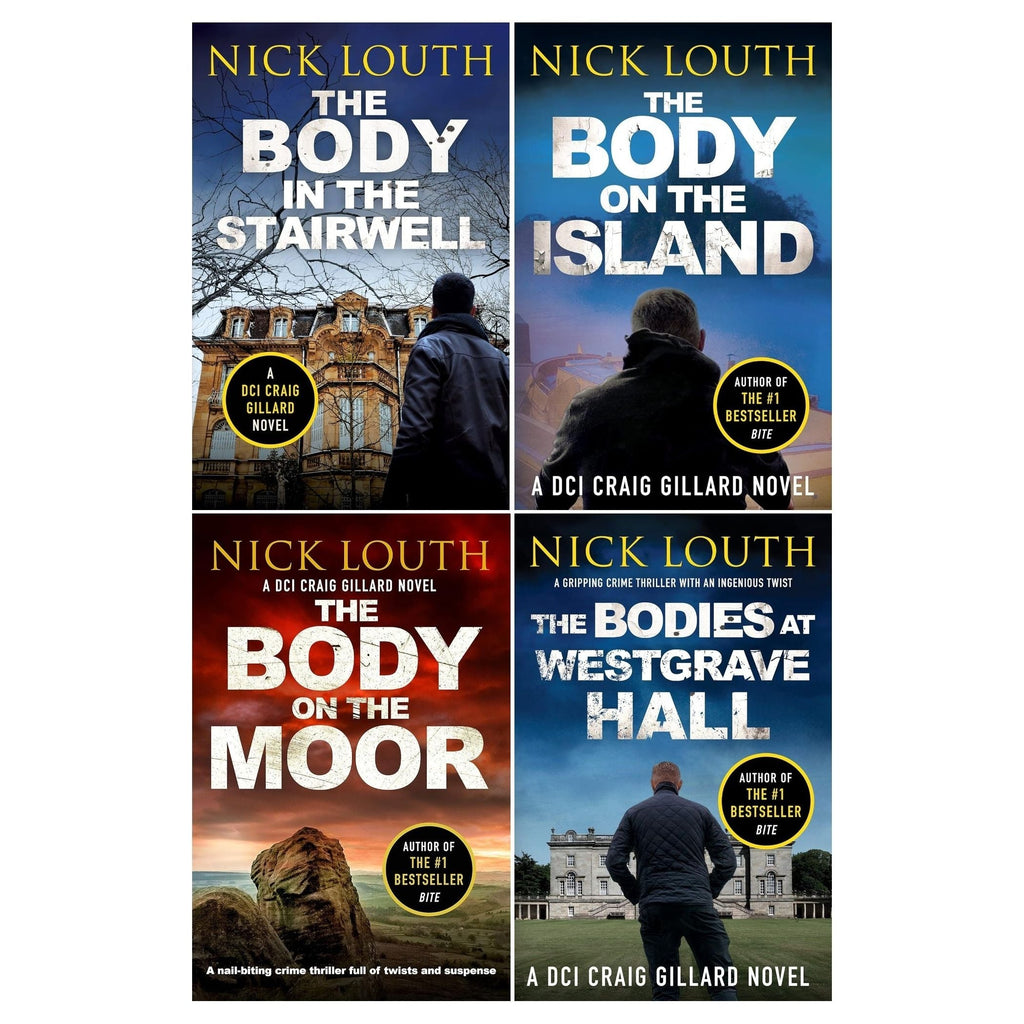 DCI Craig Gillard Crime Thrillers 4 Books Set by Nick Louth (The Body on the Moor, The Bodies at Westgrave Hall, The Body on the Island, The Body in the Stairwell)