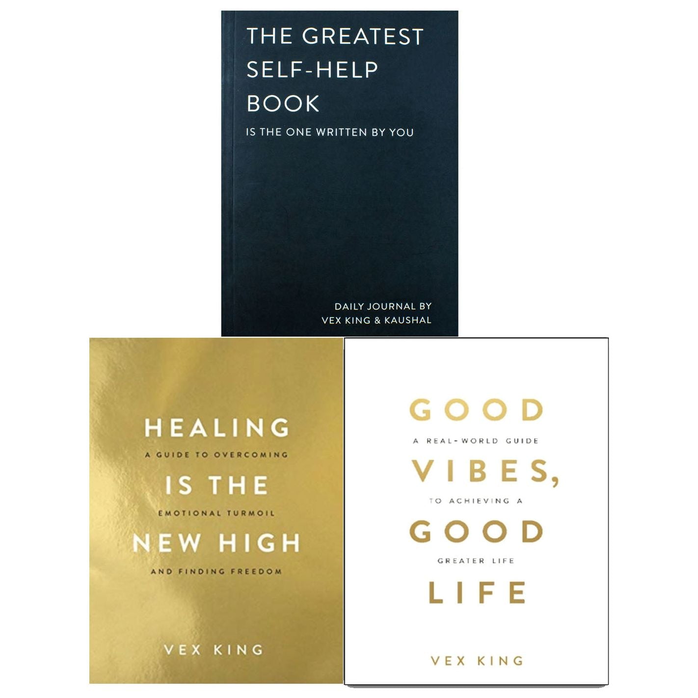 Vex King Collection 3 Books Set (The Greatest Self-Help Book, Good Vibes Good Life(Hardback), Healing Is the New High)