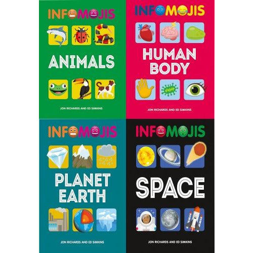 Infomojis Series Collection 4 Books Set Animals Planet Earth Human Body Space Books For Childrens