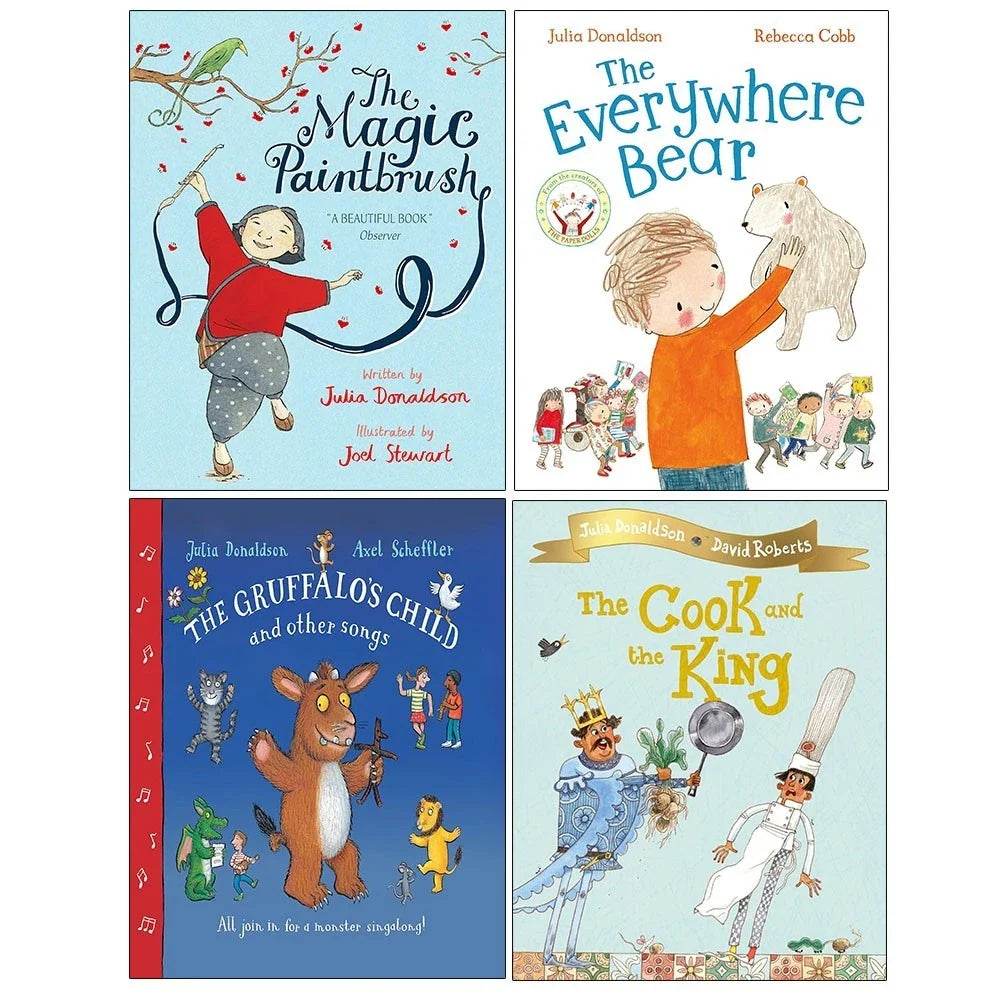 Julia Donaldson Collection 4 Books Set (Everywhere Bear, Cook and the King,Magic paintbrush &The Gruffalos Child)