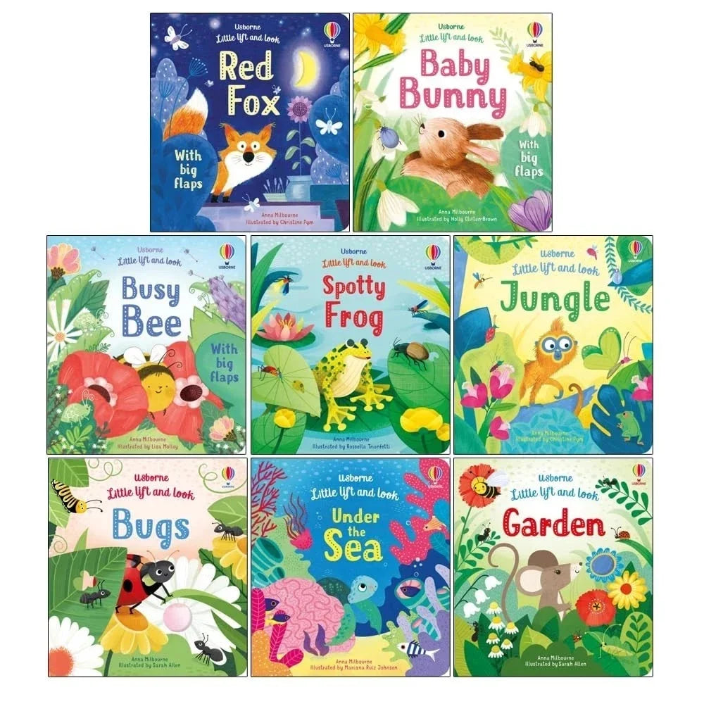 Little Lift and Look 8 Books Collection Set By Anna Milbourne(Red Fox,Baby Bunny,Busy Bee,Spotty Frog, Jungle ,Bugs,Under the Sea & Garden)
