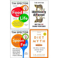 Tim Spector Collection 4 Books Set (Food for Life, Identically Different, Spoon-Fed, The Diet Myth)