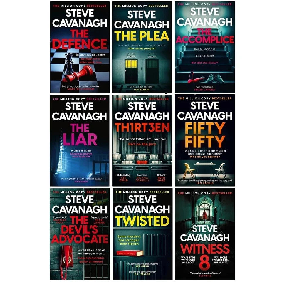 Eddie Flynn Series 9 Books Collection Set By Steve Cavanagh(The Defence ,The Plea ,The Liar ,Thirteen, Fifty Fifty, The Devil’s Advocate, The Accomplice, Twisted  & Witness 8)