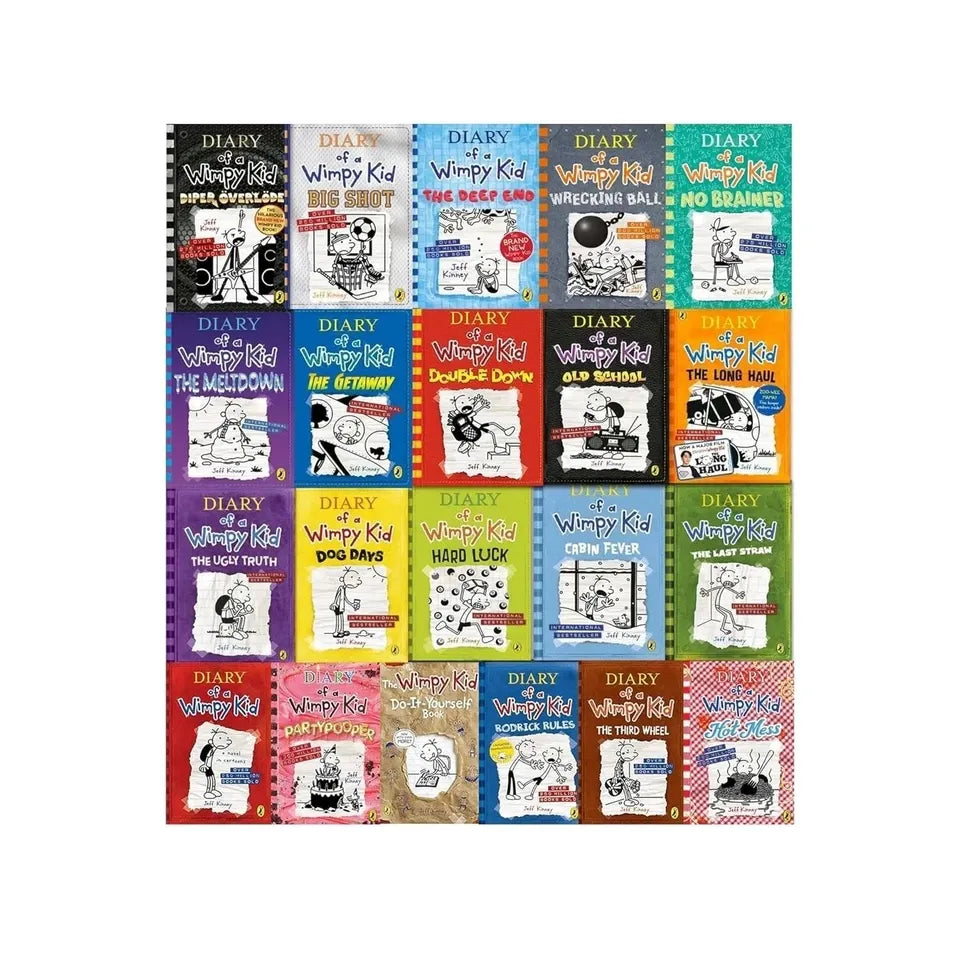 Diary of a Wimpy Kid Series 21 Books Collection Set by Jeff Kinney (No Brainer, Diper OEverloede, Big Shot, The Deep End, Wrecking Ball, The Meltdown, The Getaway, Do it Your Self and MORE!)